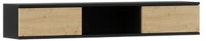 Polita de perete cu dulapuri LANZZI 120 cm, negru/stejar