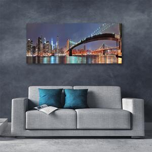 Tablou pe panza canvas Bridge City Arhitectura Albastru Maro Negru Gri