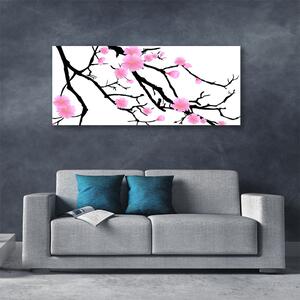 Tablou pe panza canvas Ramuri Flori Art Brown roz