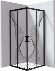 Deante Funkia Evo cabină de duș 80x80 cm pătrat negru mat/sticlă cu model KYC_NB88P