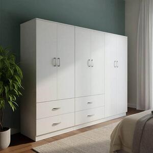 Dulap cu 6 usi, Athos, V13, Alb, 200.5x42x180 cm