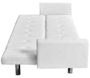 Canapea extensibilă cu brațe, alb, piele artificială