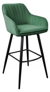 Set 2 scaune bar Turin verde din catifea si cadru metalic, 102 cm