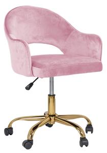 Scaun din catifea pentru birou cu baza aurie OFF 640 roz