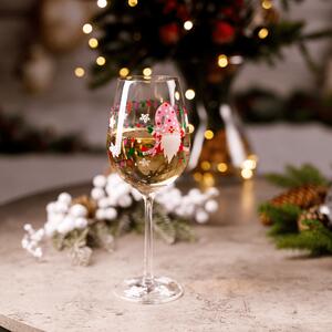 TEMPO-KONDELA TIPSY TRIO, pahare de vin, set de 3 buc., 450 ml, transparent cu motiv de iarnă