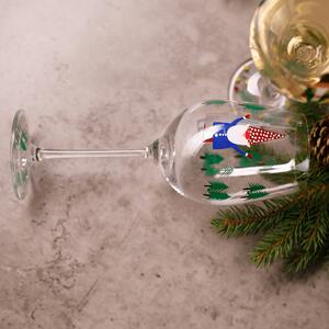 TEMPO-KONDELA TIPSY TRIO, pahare de vin, set de 3 buc., 450 ml, transparent cu motiv de iarnă