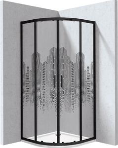 Deante Funkia Evo cabină cu cădiță 90x90 cm semicircular negru mat/sticlă cu model KYPPND99P
