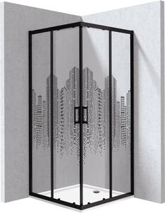 Deante Funkia Evo cabină cu cădiță 90x90 cm pătrat negru mat/sticlă cu model KYCPND99P
