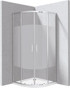 Deante Funkia Evo cabină cu cădiță 80x80 cm semicircular crom luciu/sticlă cu model KYPP0E88P