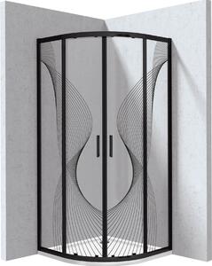 Deante Funkia Evo cabină cu cădiță 80x80 cm semicircular negru mat/sticlă cu model KYPPNB88P