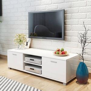 Comodă TV, alb extralucios, 140 x 40,5 x 35 cm
