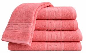 Set 5 Prosoape 70x130 cm Bumbac 500 g/mp Bordura Greceasca, Roz
