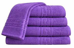 Set 5 Prosoape 50x90 cm Bumbac 500 g/mp Bordura Greceasca, Mov