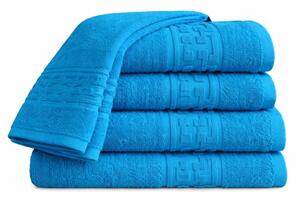 Set 5 Prosoape 50x90 cm Bumbac 500 g/mp Bordura Greceasca, Bleu