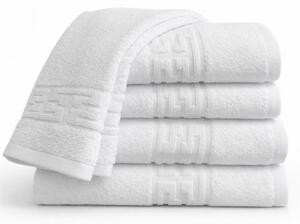 Set 5 Prosoape 50x90 cm Bumbac 500 g/mp Bordura Greceasca, Alb