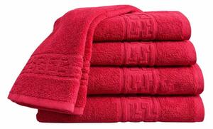 Set 5 Prosoape 50x90 cm Bumbac 500 g/mp Bordura Greceasca, Rosu