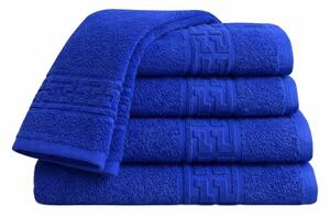 Set 5 Prosoape 50x90 cm Bumbac 500 g/mp Bordura Greceasca, Albastru