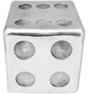 Scaun/Masă laterală în formă de zar, aluminiu, argintiu
