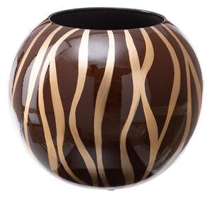 Vaza maro auriu Zebra din ceramica 24,50 X 24,50 X 20 CM