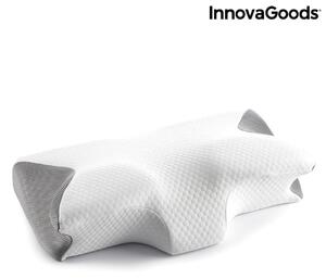 Perna cervicala viscoelastica, InnovaGoods, Conforti, contur ergonomic, 62 x 36 x 14 cm, alb/gri