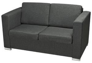Canapea cu 2 locuri, gri închis, material textil
