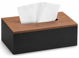 Cutie decorativa Pufo Blacky din lemn pentru servetele, 25 x 14 cm, negru/maro