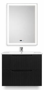 Set Mobilier Baie Suspendat 60 cm Riflat – Nero (Negru) SET MOBILIER CU OGLINDA LED FARA DEZABURIRE