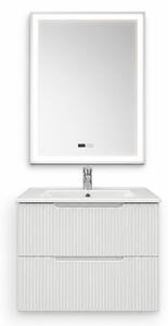 Set Mobilier Baie Suspendat 60 cm Riflat – Bianco (Alb) SET MOBILIER CU OGLINDA LED FARA DEZABURIRE