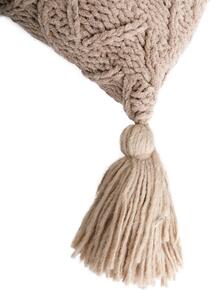 TEMPO-KONDELA USALE, pernă tricotată, maro deschis, 45x45