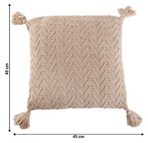 TEMPO-KONDELA USALE, pernă tricotată, maro deschis, 45x45