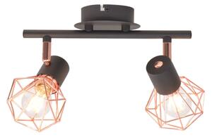 Lampă de plafon cu 2 spoturi E14, negru și bronz