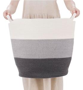 TEMPO-KONDELA KULEN, coş tricotat, alb/gri, 40x50 cm