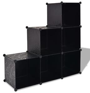 Dulap de depozitare tip cub, 6 compartimente, negru