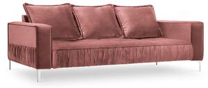 Canapea 3 locuri Jardanite cu tapiterie din catifea, roz