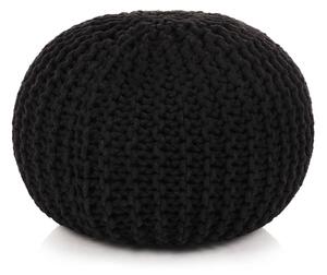 Puf tricotat manual, bumbac, 50 x 35 cm, negru