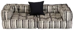 Canapea puf modulară cu 2 locuri, gri cu dungi, material textil