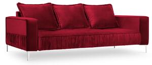 Canapea 3 locuri Jardanite cu tapiterie din catifea, rosu