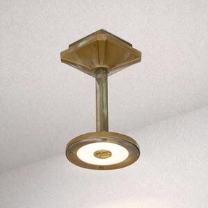 Moretti Luce Lampă de tavan pentru exterior cu LED-uri Aura Disk, înălțime 20 cm, alamă, Bronz / Alamă Veche, Alamă, Casă de țară / Rustic