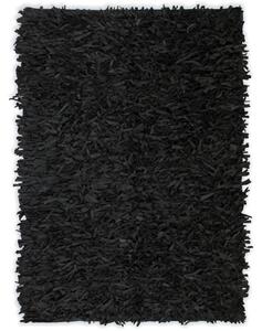 Covor fire lungi, piele naturală, 160x230 cm, Negru