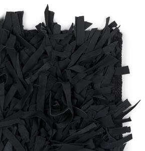 Covor fire lungi, piele naturală, 190x280 cm, Negru