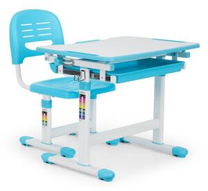 OneConcept Annika, birou de scris pentru copii, set de două piese, masă, scaun, reglabil pe înălțime, albastru