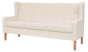 Canapea cu 3 locuri, material textil, alb crem