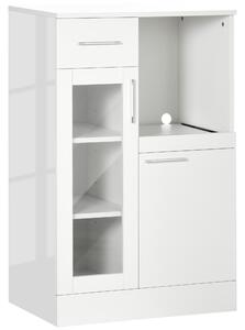 Bufet modern HOMCOM cu dulapuri si sertar din lemn si sticla, alb 60x40x95cm | AOSOM RO