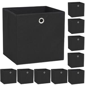 Cutii de depozitare, 10 buc. negru 32x32x32 cm material nețesut