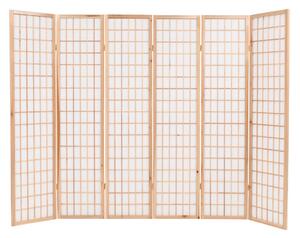 Paravan pliabil 6 panouri, stil japonez, 240x170 cm, Natural