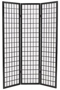 Paravan pliabil cu 3 panouri, 120x170 cm, negru, stil japonez