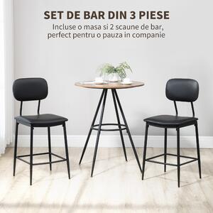 HOMCOM Set Mobilier pentru Bar, Masă și 2 Scaune Captușite Maro, Cadru Metalic, Design Modern | Aosom Romania