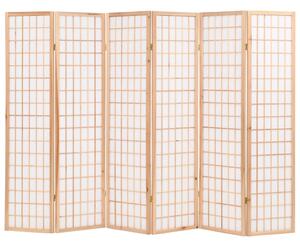 Paravan pliabil 6 panouri, stil japonez, 240x170 cm, Natural