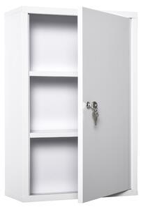 Kleankin Dulap Medicamente Oțel 3 Niveluri 2 Chei Suport Perete 40x18x60cm Alb | Aosom Romania