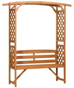 Outsunny Banca de gradina din lemn de brad cu arc decorativ pentru plante si ghivece, 160x50x198 cm, maro | AOSOM RO